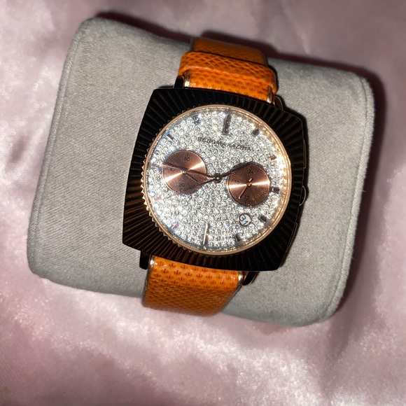 BCBGMaxAzria Accessories - BCBGMaxAzria orange watch with crystals